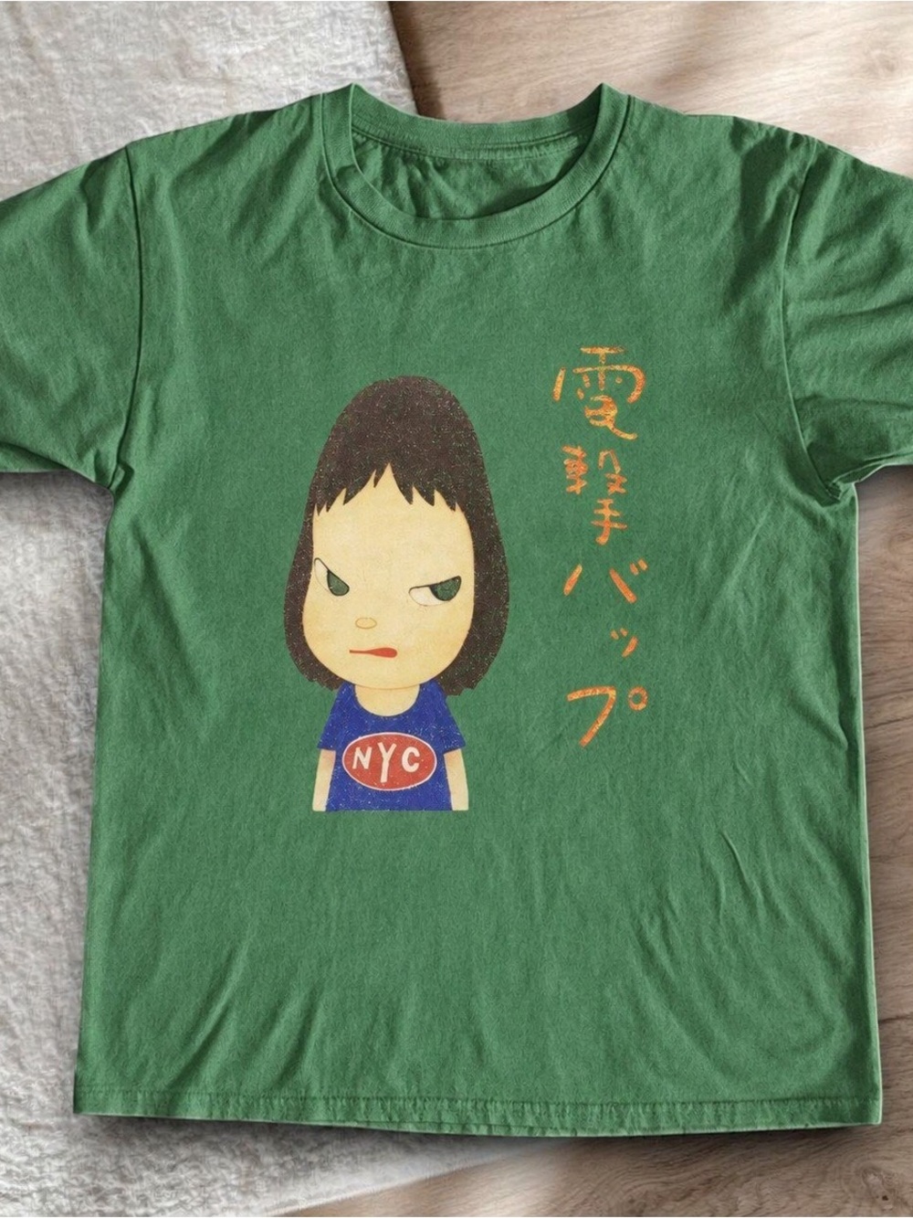 Japanese Girl Graphic Tee Antique Irish Green Unisex T-Shirt